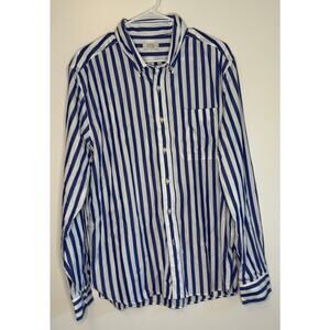 Women's AYR The Tate Blue and White Stripe Button Down XL
